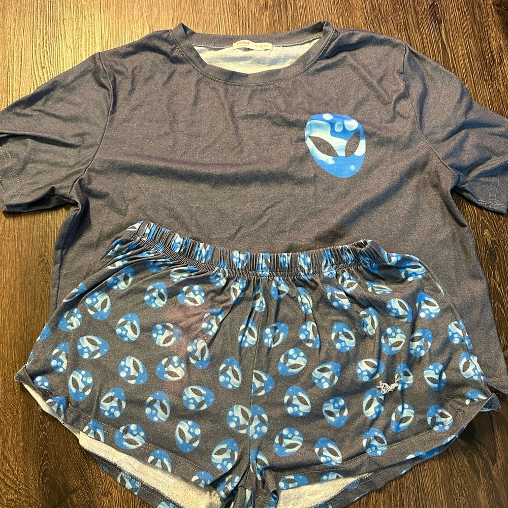Gray and Blue Alien Pajamas